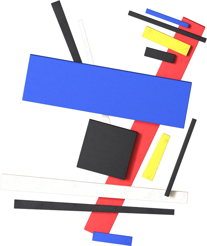 Russian 3D Avant Garde Shapes Kazemir Malevich Flat Composition
